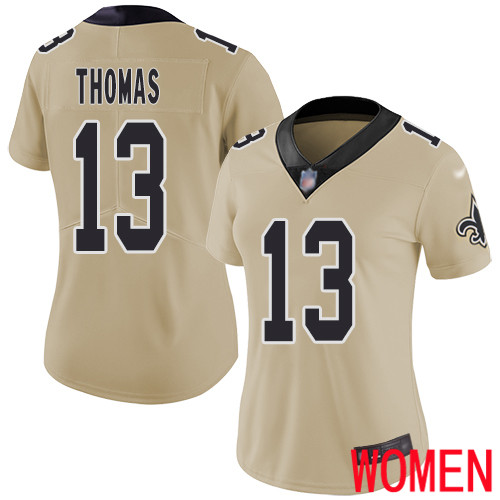 New Orleans Saints Limited Gold Women Michael Thomas Jersey NFL Football #13 Inverted Legend Jersey->women nfl jersey->Women Jersey